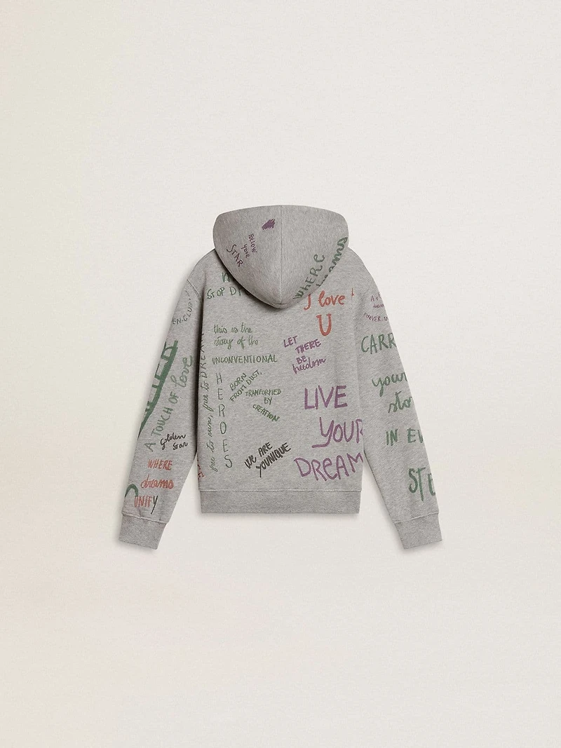 Kids’ gray sweatshirt with multicolor printed lettering