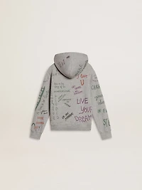 Kids’ gray sweatshirt with multicolor printed lettering