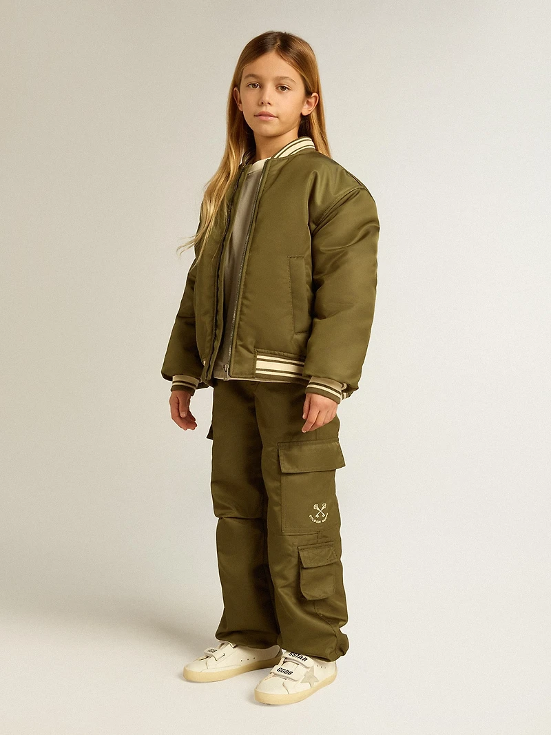 Kids cargo pants military green