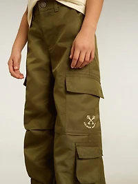 Kids cargo pants military green