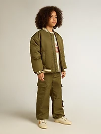 Kids cargo pants military green