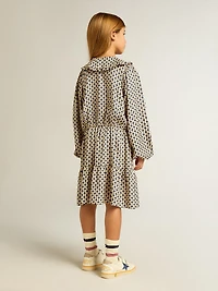 Girls' dress with geometric print and removable collar