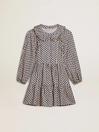 Girls' dress with geometric print and removable collar