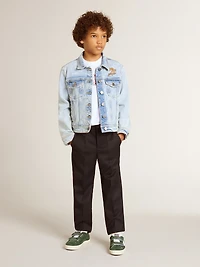 Light denim jacket with embroidery