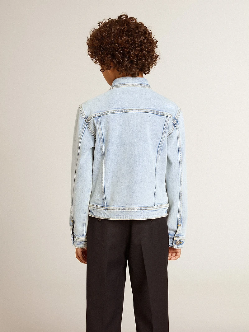 Light denim jacket with embroidery