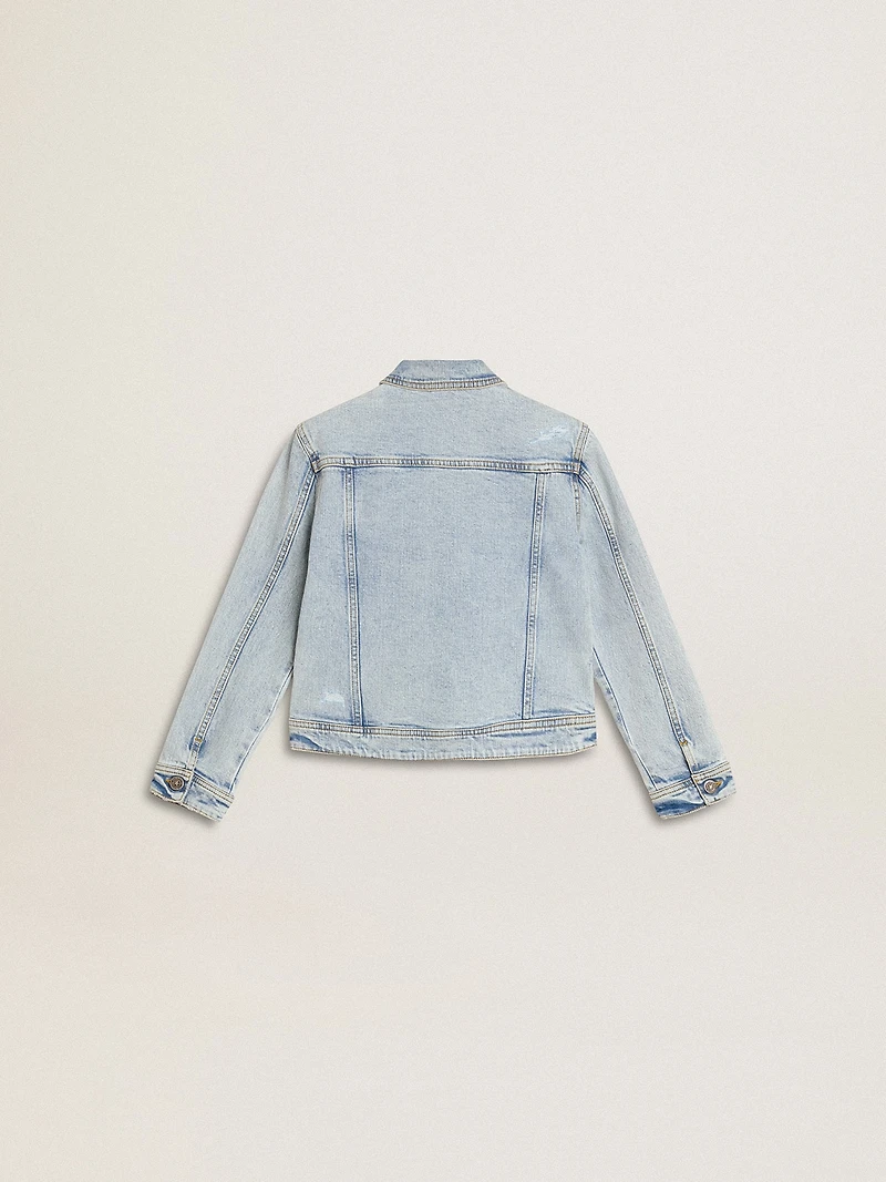 Light denim jacket with embroidery
