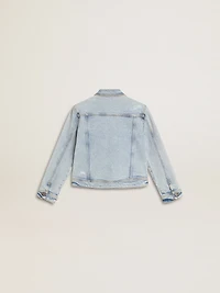 Light denim jacket with embroidery