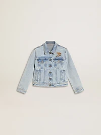Light denim jacket with embroidery