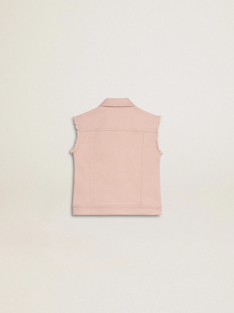Girls' pink denim vest