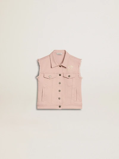Girls' pink denim vest