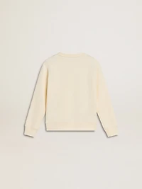 Sweatshirt aged white with multicolor Golden lettering on the front