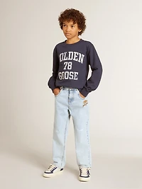 Boys' dark blue sweatshirt with white print