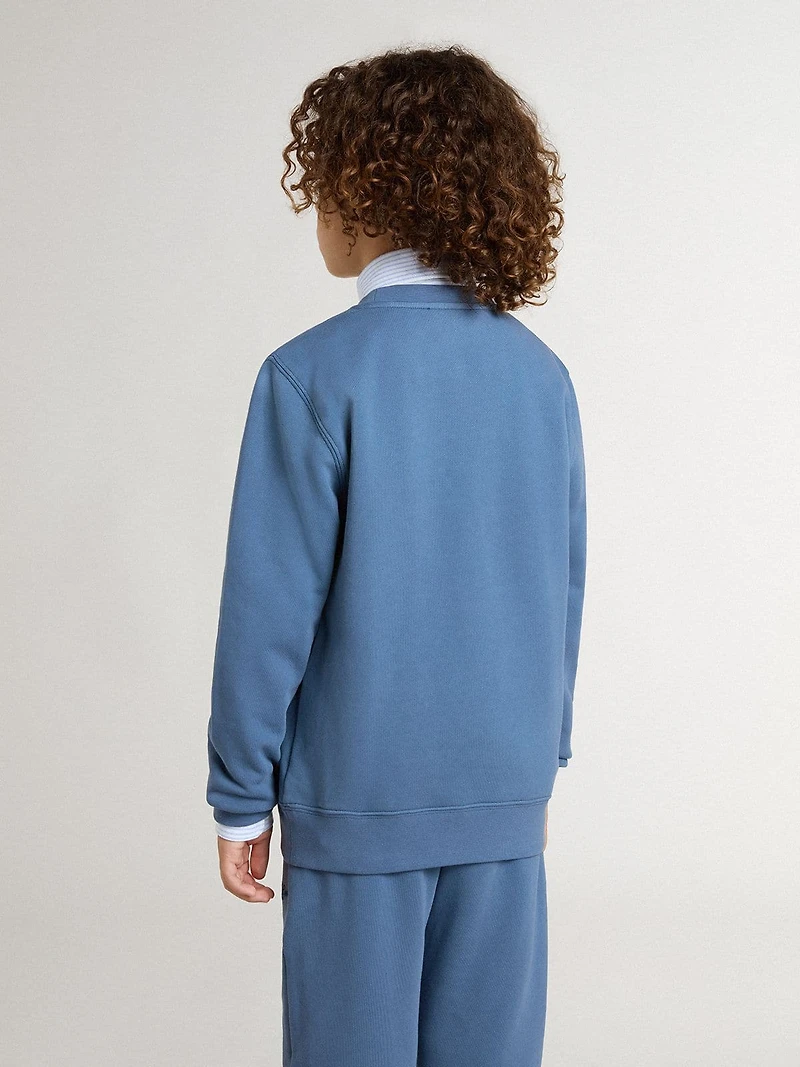 Kids’ blue sweatshirt with white embossed patches