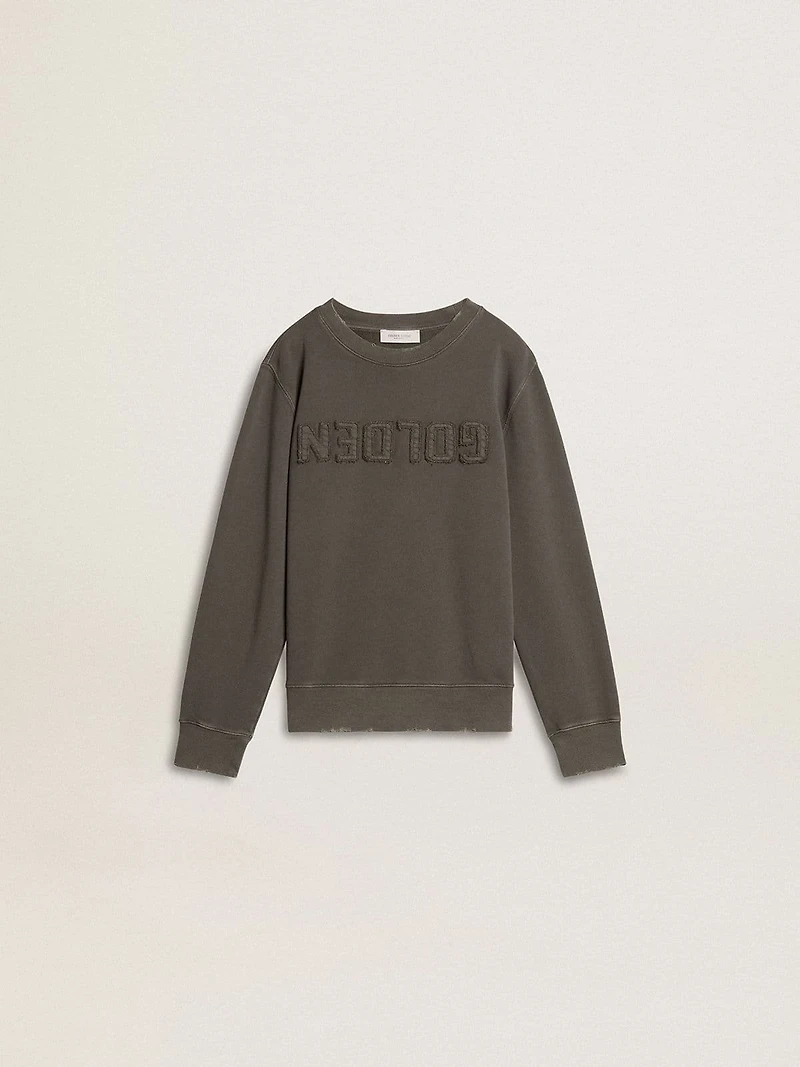 Kids’ gray sweatshirt with raised logo