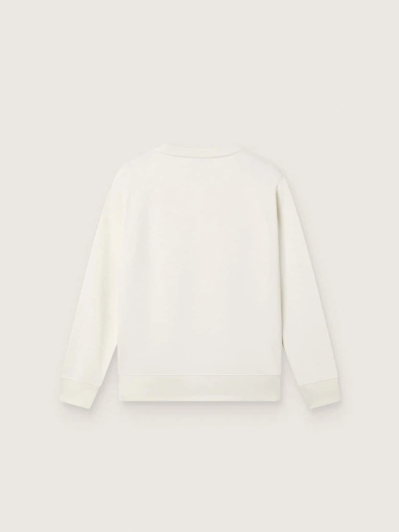 Journey white cotton crew-neck sweatshirt for girls with mascot print and crystal appliqués