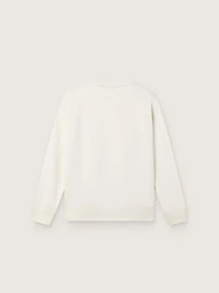 Journey white cotton crew-neck sweatshirt for girls with mascot print and crystal appliqués
