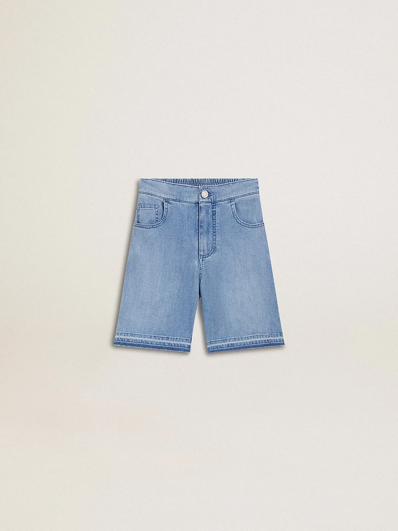 Kids’ denim shorts with embroidery on the back