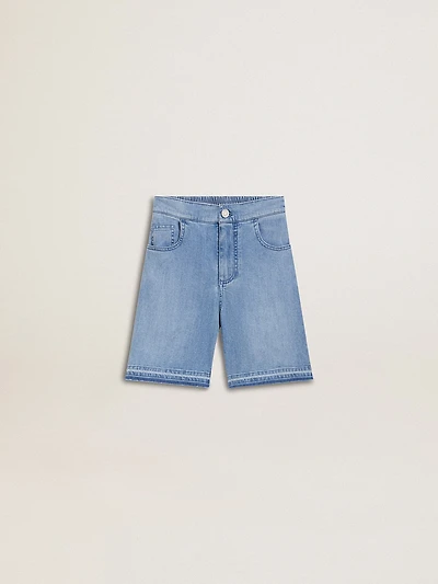 Kids’ denim shorts with embroidery on the back