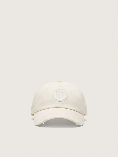 Journey baseball cap in white cotton twill with patch and Golden Goose embroidery