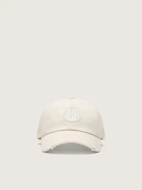 Journey baseball cap in white cotton twill with patch and Golden Goose embroidery