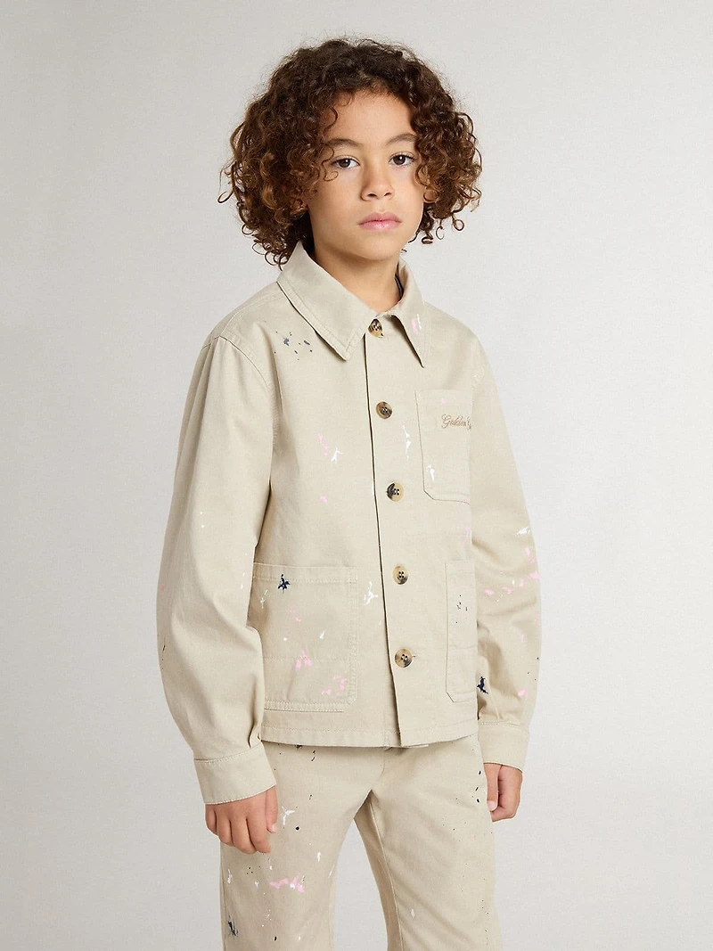 Kids’ beige jacket with multicolor splashes