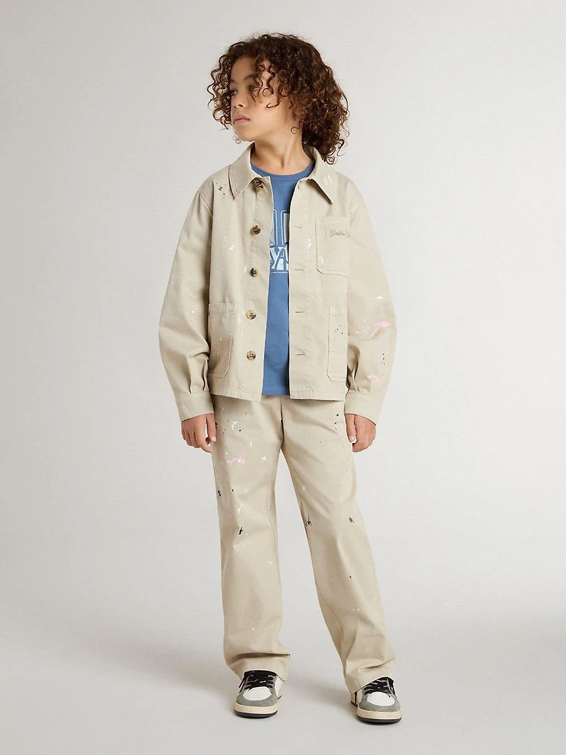 Kids’ beige jacket with multicolor splashes