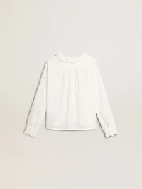 Girls' white broderie anglaise cotton shirt