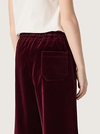 Girls’ burgundy velvet-effect pants with rear pocket