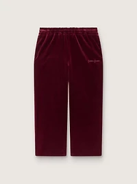 Girls’ burgundy velvet-effect pants with rear pocket