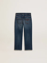 Boys' denim jeans with a raw edge and embroidery