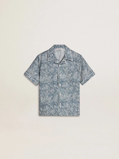 Boys' blue shirt with white print