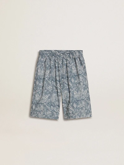 Boys’ blue shorts with white print
