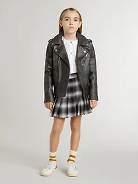 Boys’ biker jacket distressed leather