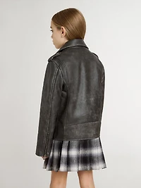Boys’ biker jacket distressed leather