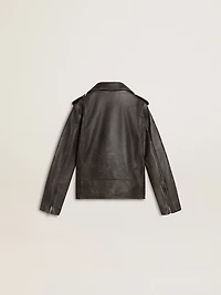 Boys’ biker jacket distressed leather
