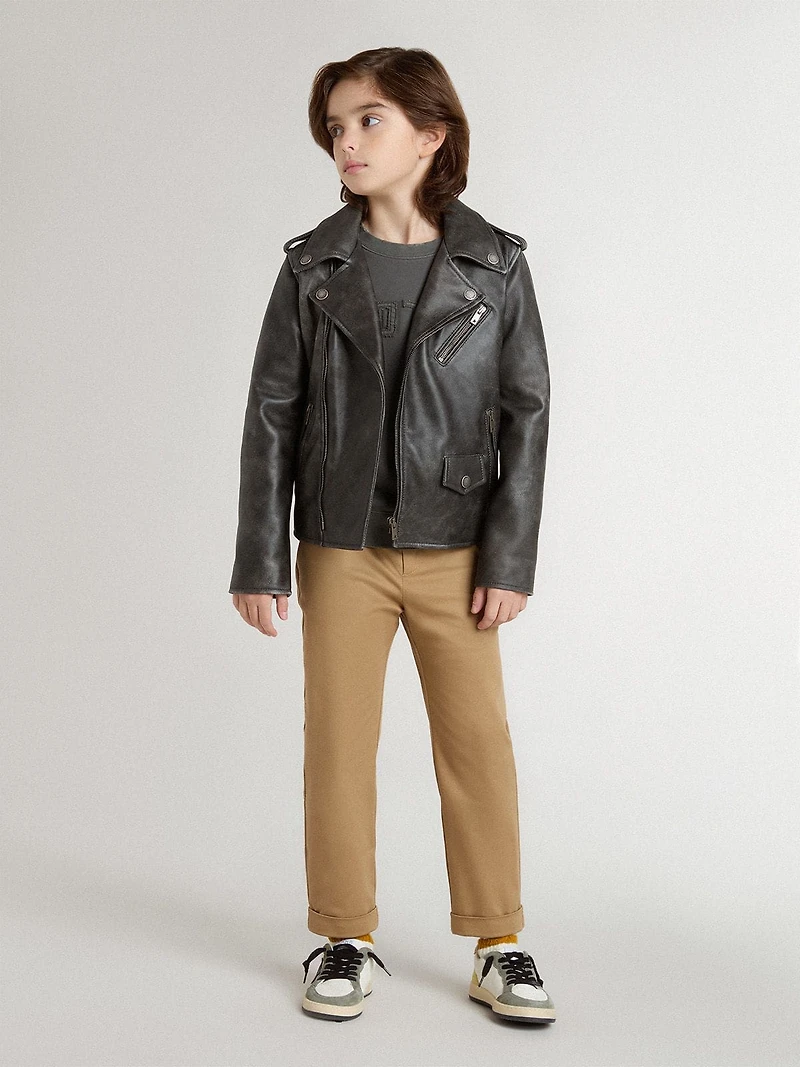 Kids’ chinos tobacco-colored cotton