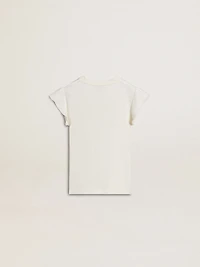Girls' T-shirt with ruffled sleeves lettering and embroidery