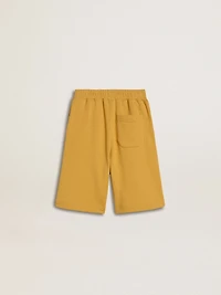 Kids jogging shorts ochre yellow with embroidery