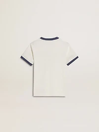 Boys' white T-shirt with blue print