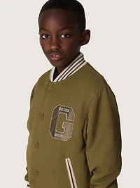 Journey unisex bomber jacket military-green nylon twill with embroidered patch