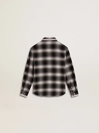 Kids' black and white checked shirt with embroidery