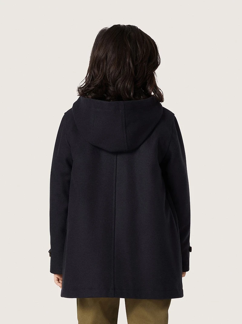 Boys’ dark blue hooded duffle coat