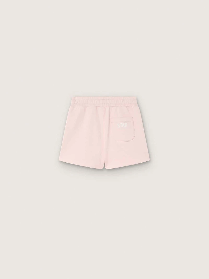 Star girls’ shorts pink cotton with patch and logo