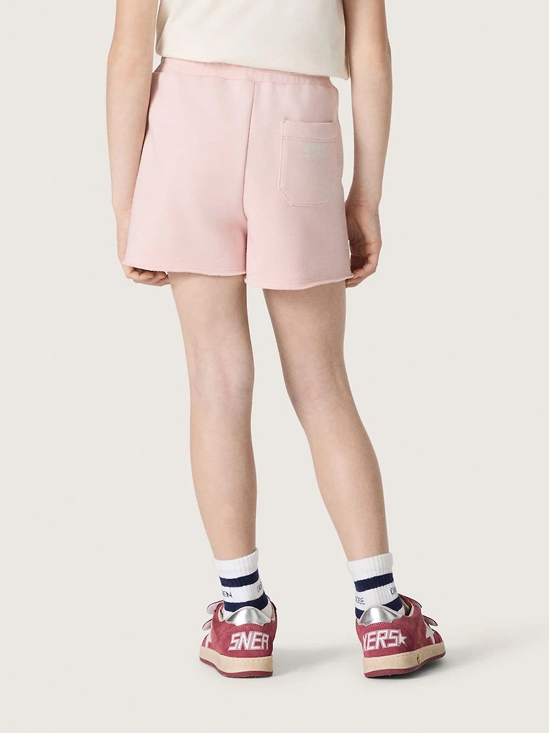 Star girls’ shorts pink cotton with patch and logo