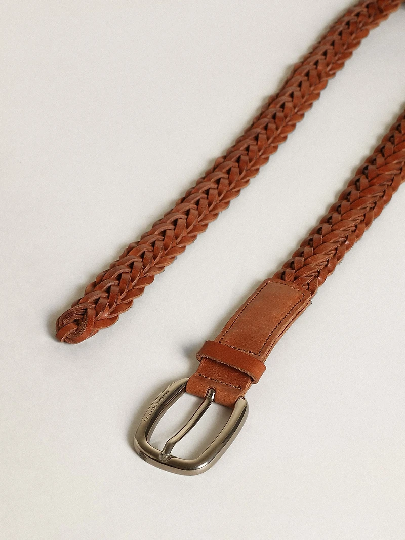 Houston belt brown braided leather