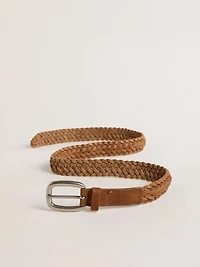 Houston belt dove-gray woven leather