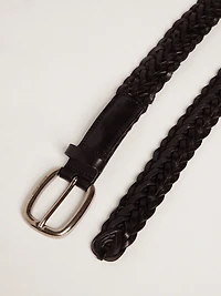 Men’s belt black braided leather