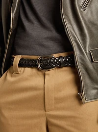 Men’s belt black braided leather