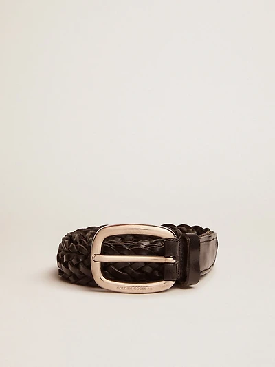 Men’s belt black braided leather
