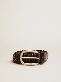 Men’s belt black braided leather